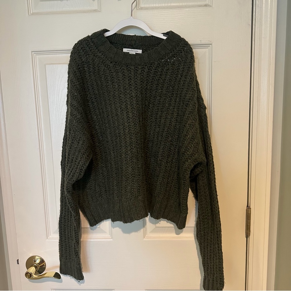 American Eagle Outfitters Dark Green Crew Neck Sweater
